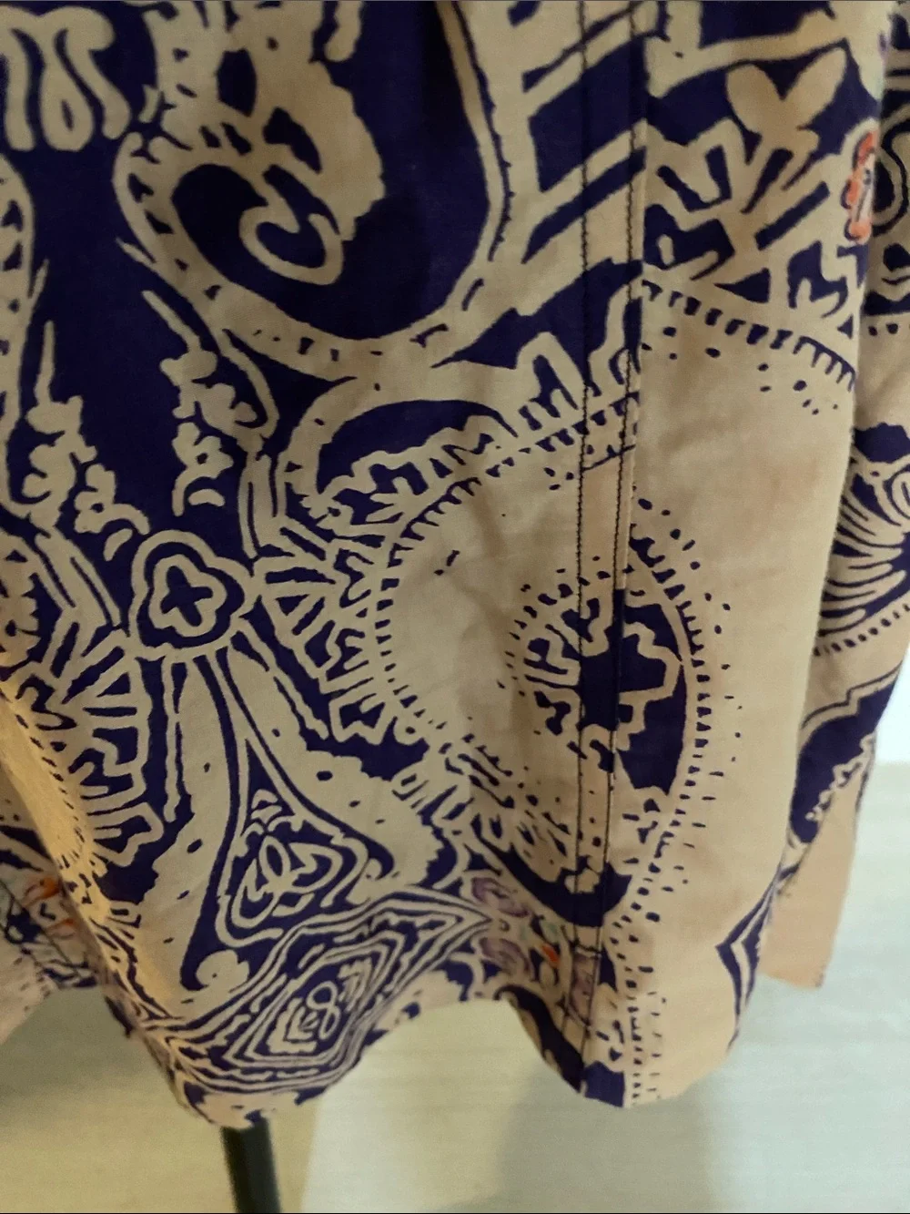 Free People Purple and Cream Paisley Midi Dress with Crochet Yoke